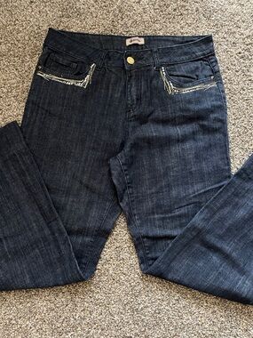 FYLO Dark Blue Jeans with Rhinestone Trim
